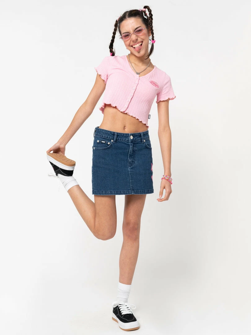 Minga London Butterfly Denim Mini Skirt Clothing