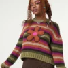 Minga London Retro Flower Striped Knit Jumper