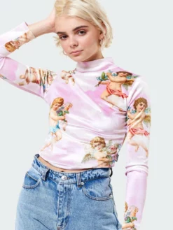 Minga London Angel Heaven Velvet Top In Pink