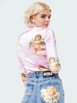 Minga London Angel Heaven Velvet Top In Pink