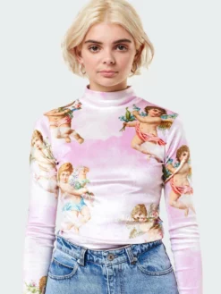 Minga London Angel Heaven Velvet Top In Pink