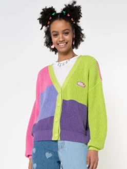 Minga London Clothing Bright Colour Block Knitted Cardigan