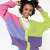 Minga London Clothing Bright Colour Block Knitted Cardigan