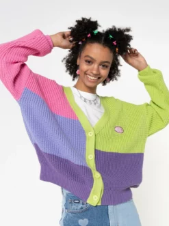 Minga London Clothing Bright Colour Block Knitted Cardigan