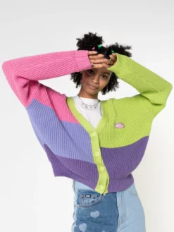 Minga London Clothing Bright Colour Block Knitted Cardigan