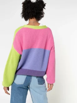 Minga London Clothing Bright Colour Block Knitted Cardigan