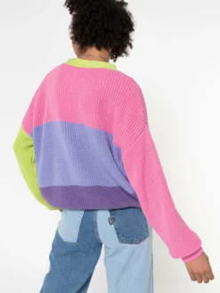 Minga London Clothing Bright Colour Block Knitted Cardigan