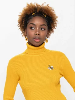 Minga London Bumble Bee High Neck Knitted Top Clothing