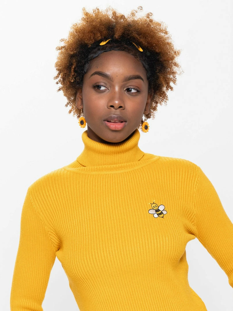 Minga London Bumble Bee High Neck Knitted Top Clothing