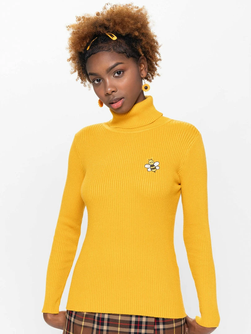Minga London Bumble Bee High Neck Knitted Top Clothing