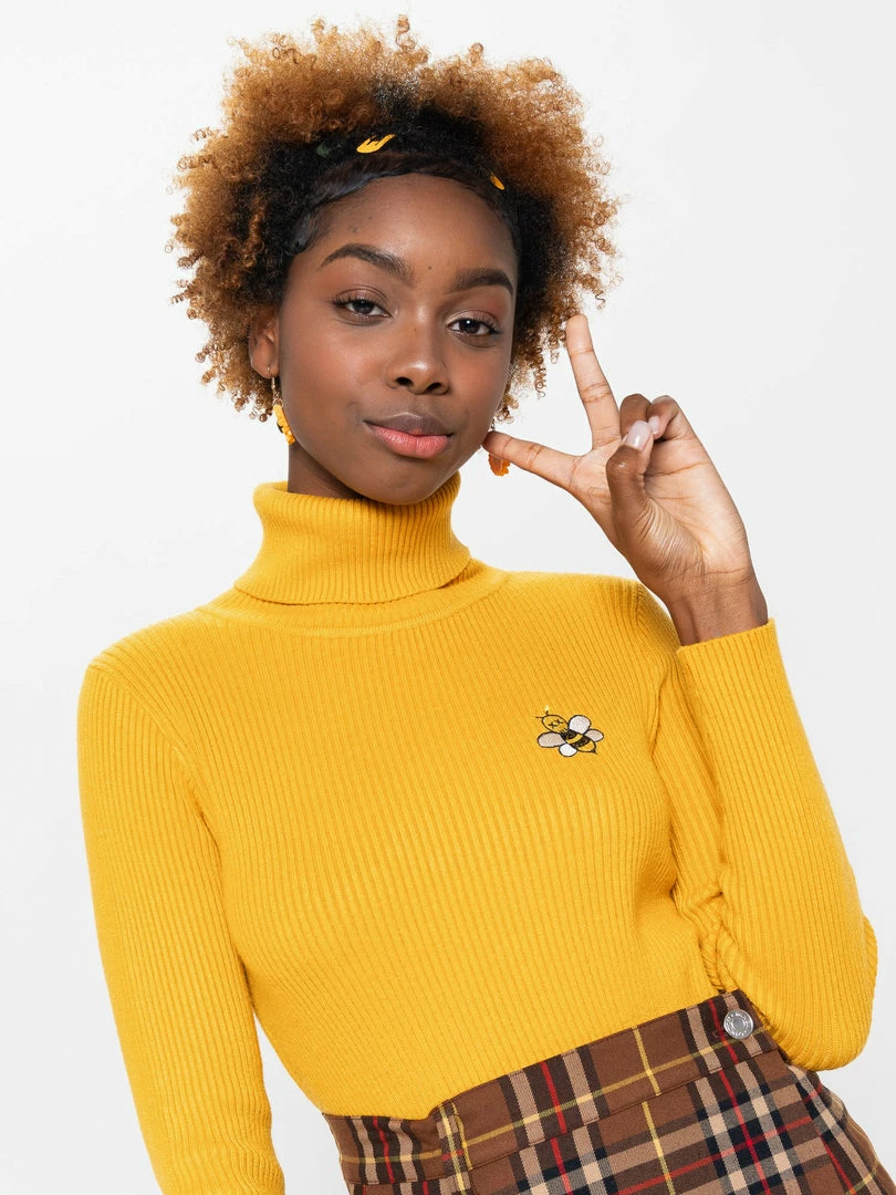 Minga London Bumble Bee High Neck Knitted Top Clothing