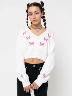 Minga London Clothing Butterfly Queen Crop Cardigan