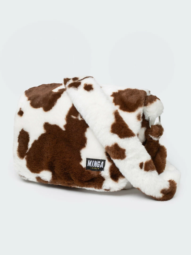 Minga London Cow Print Fluffy Crossbody Bag