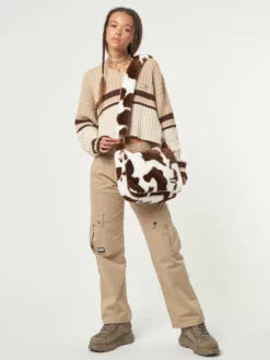 Minga London Cow Print Fluffy Crossbody Bag
