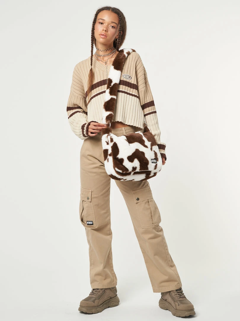 Minga London Cow Print Fluffy Crossbody Bag