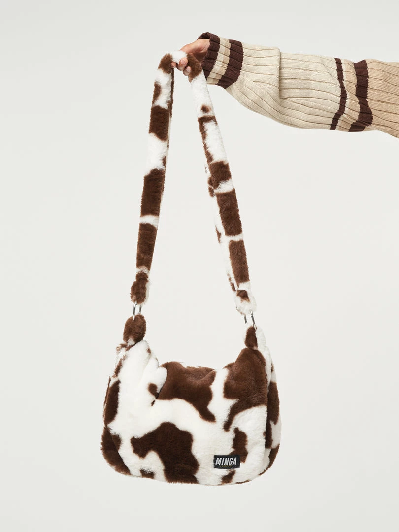 Minga London Cow Print Fluffy Crossbody Bag
