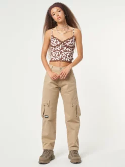 Minga London Clothing Cow Print Lace Trim Cami Top