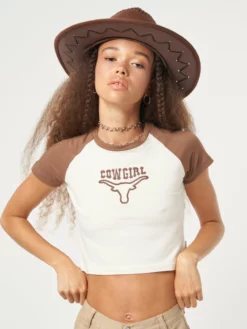 Minga London Cowgirl Bull Baseball Tee Clothing