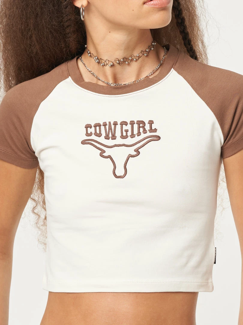 Minga London Cowgirl Bull Baseball Tee Clothing