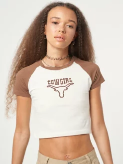 Minga London Cowgirl Bull Baseball Tee Clothing
