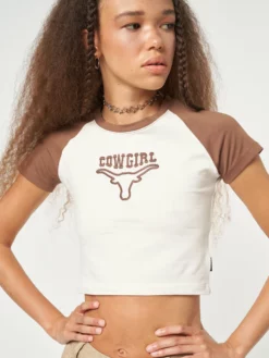 Minga London Cowgirl Bull Baseball Tee Clothing
