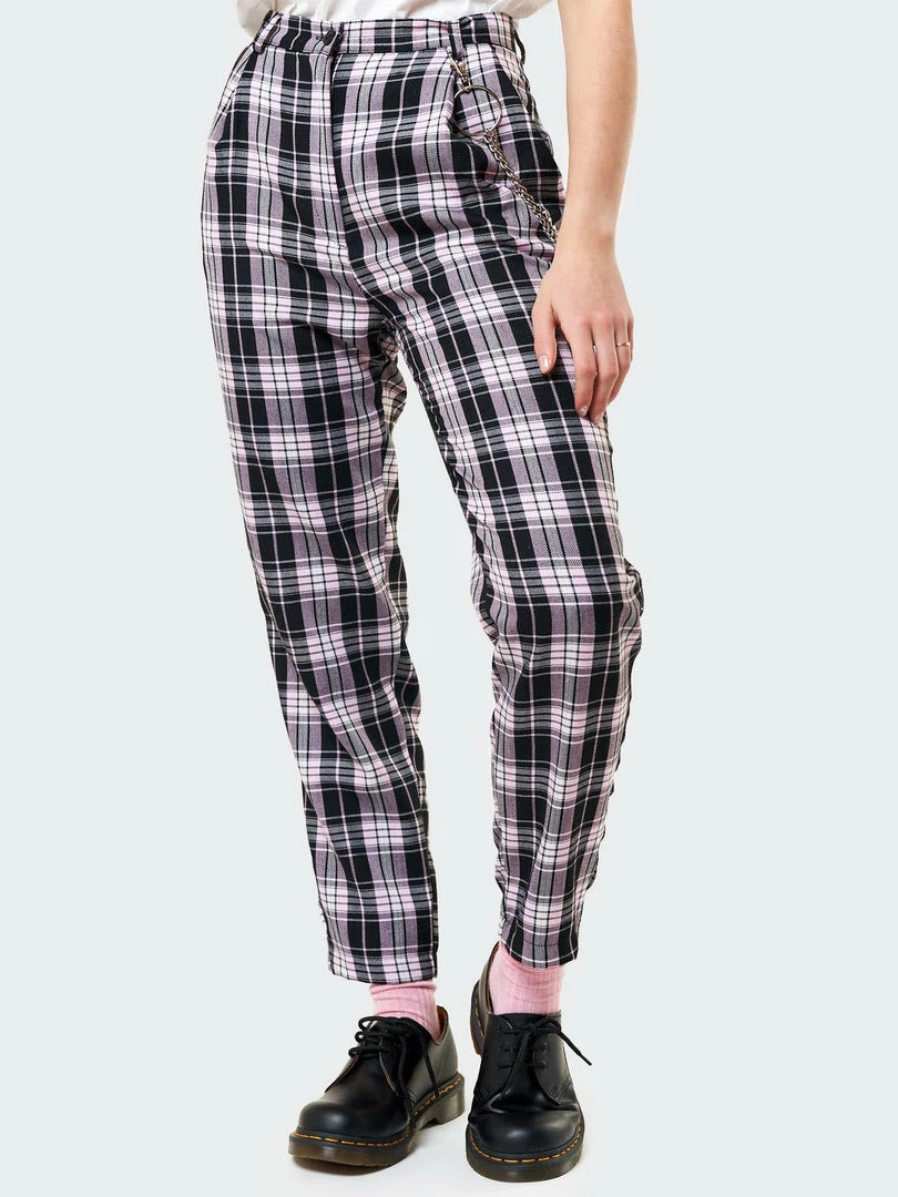 Minga London Clothing Emma Plaid Pants With Chain