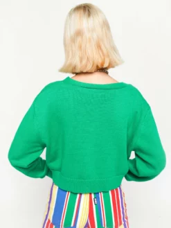Minga London Clothing Cherry Girl Green Crop Cardigan