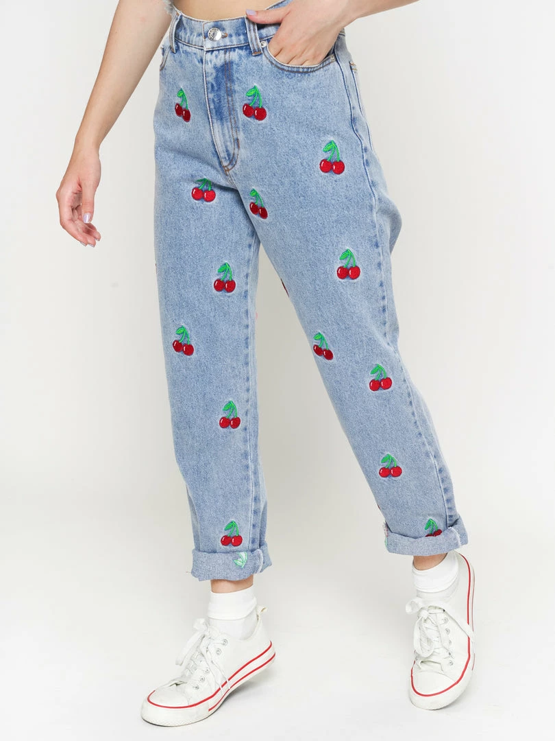 Minga London Clothing Cherry Denim Mom Jeans