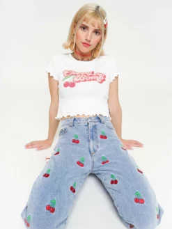 Minga London Clothing Cherry Denim Mom Jeans