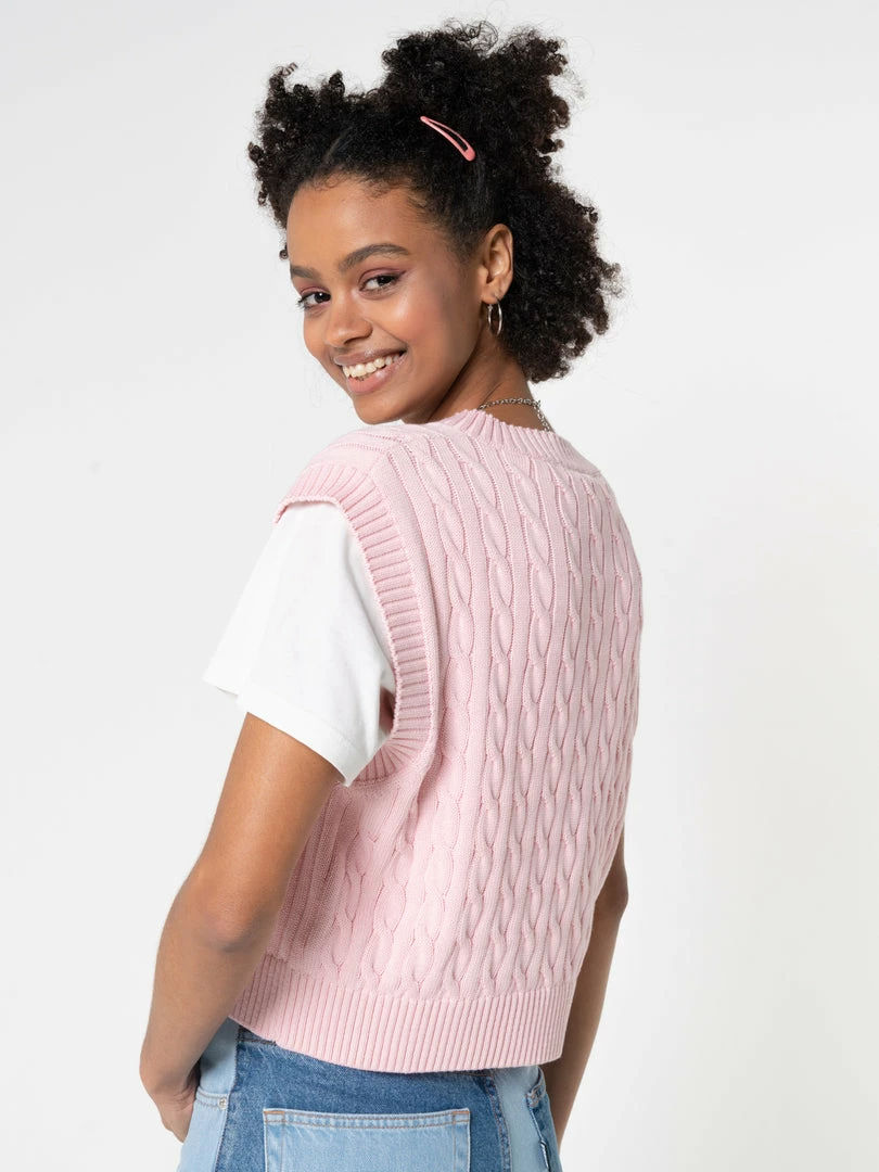 Minga London Heart Pink Cable Knitted Sweater Vest