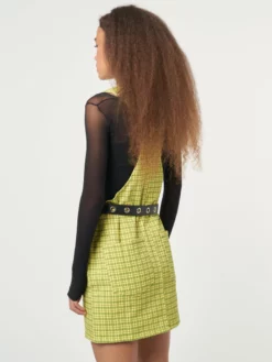 Minga London Lime Green Check Dungaree Dress Dresses & Overalls