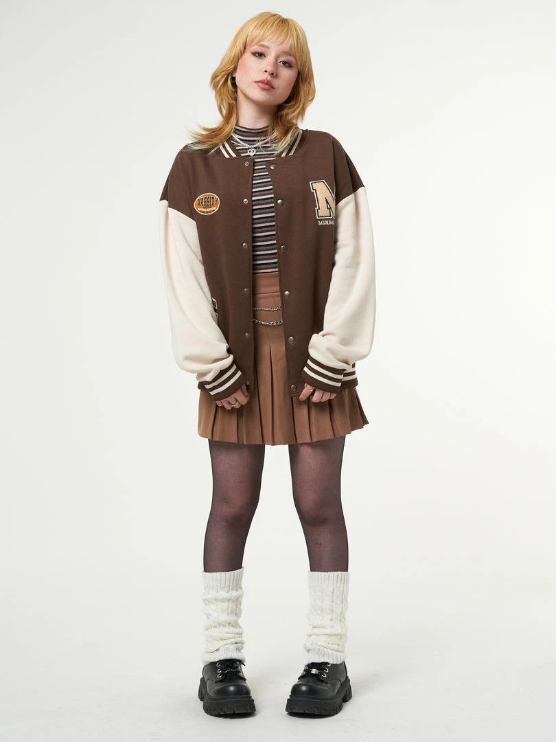 Minga London Mocha Pleated Tennis Skirt With Front Chain