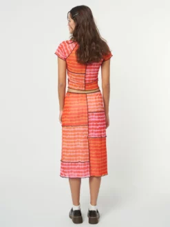 Minga London Clothing Vivid Tie Dye Patchwork Midi Skirt