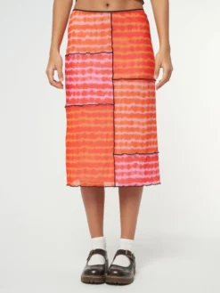 Minga London Clothing Vivid Tie Dye Patchwork Midi Skirt