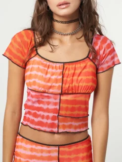 Minga London Clothing Vivid Tie Dye Patchwork Crop Top