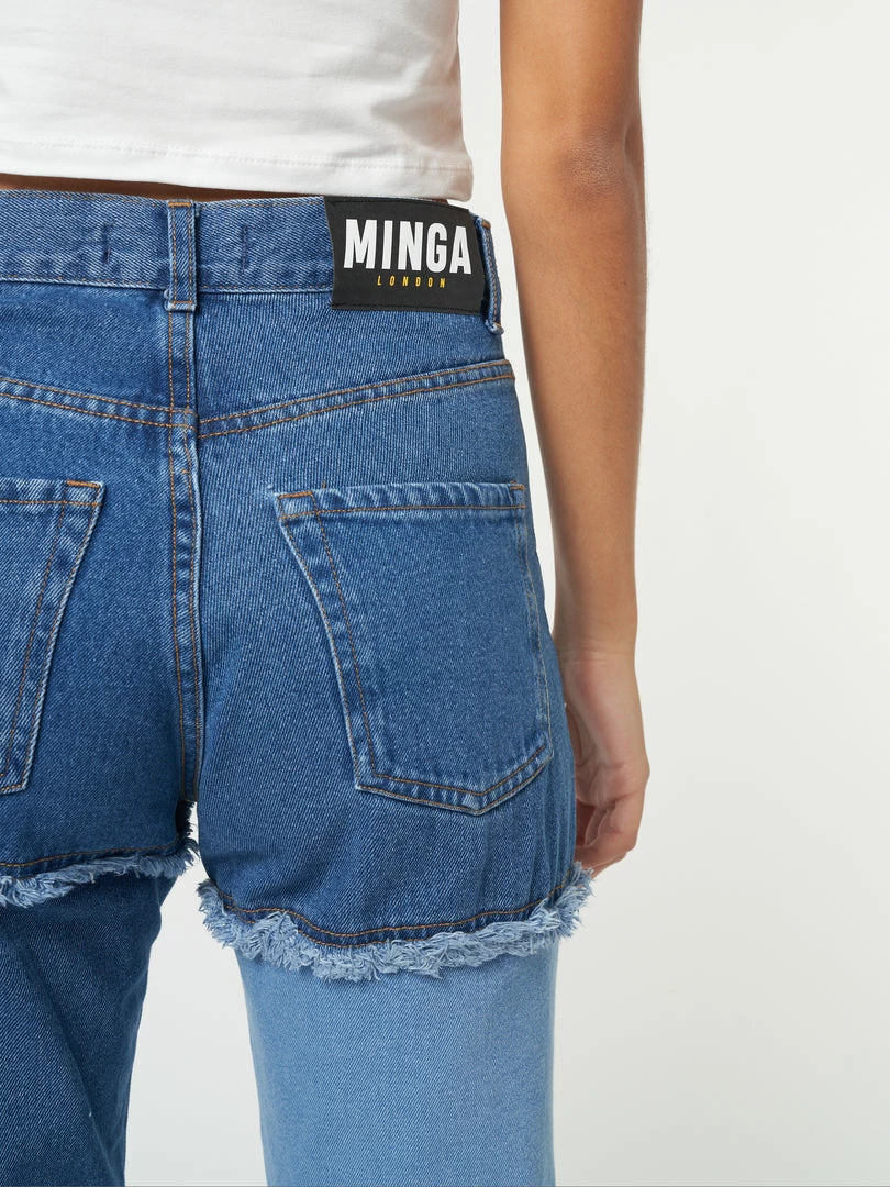 Minga London Smash Patchwork Striped Jeans Clothing