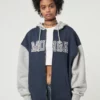 Minga London Minga Logo Zip Up Hoodie Jacket In Blue Grey Clothing