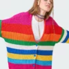 Minga London Rainbow Striped Oversized Knit Cardigan Clothing