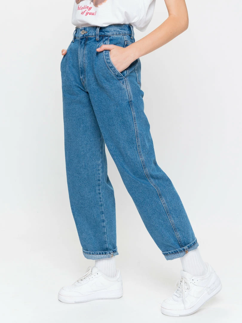 Minga London Slouchy Jeans In Mid Blue