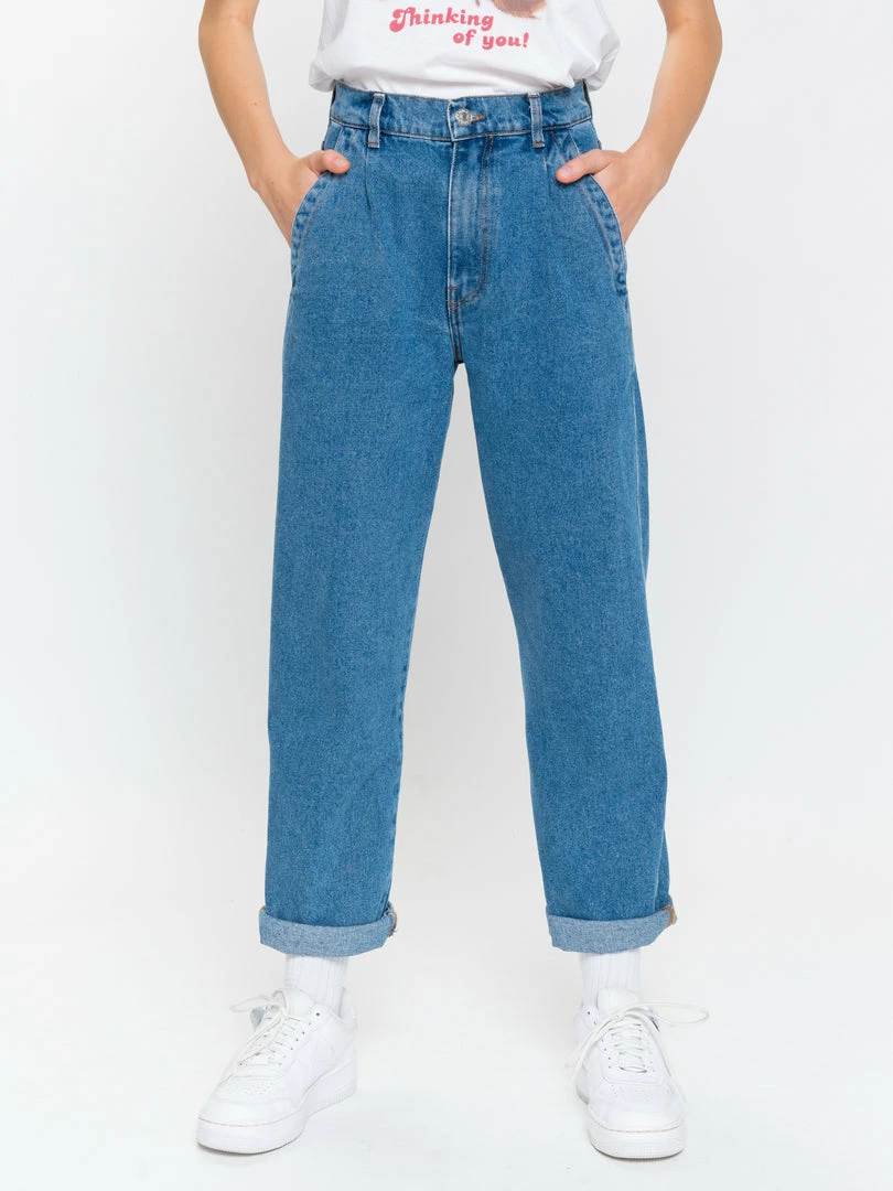 Minga London Slouchy Jeans In Mid Blue