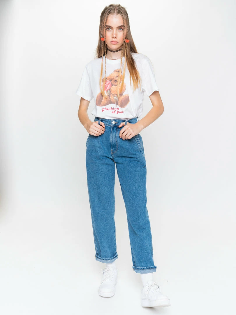 Minga London Slouchy Jeans In Mid Blue