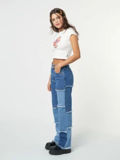 Minga London Smash Patchwork Striped Jeans Clothing