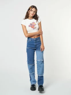 Minga London Smash Patchwork Striped Jeans Clothing