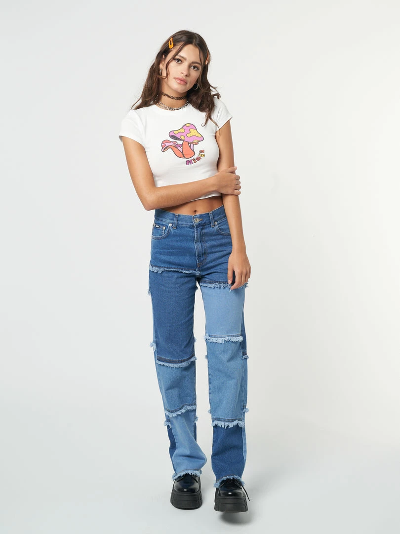 Minga London Smash Patchwork Striped Jeans Clothing