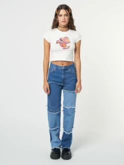 Minga London Smash Patchwork Striped Jeans Clothing