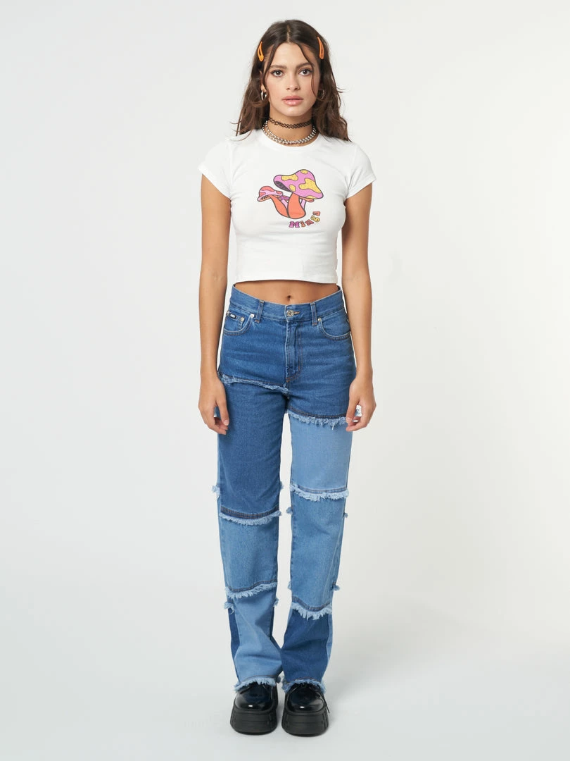 Minga London Smash Patchwork Striped Jeans Clothing