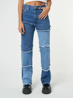 Minga London Smash Patchwork Striped Jeans Clothing