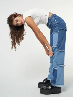 Minga London Smash Patchwork Striped Jeans Clothing