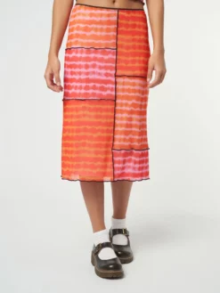 Minga London Clothing Vivid Tie Dye Patchwork Midi Skirt