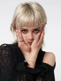 Minga London Ace Of Spades Silver Rings Set Clothing